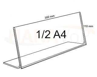 Plexi stojánek L 1/2 A4 na šířku