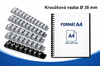 Kroužková vazba plastová Ø 38 mm – černá