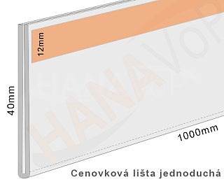 Cenovková lišta jednoduchá 40 čirá