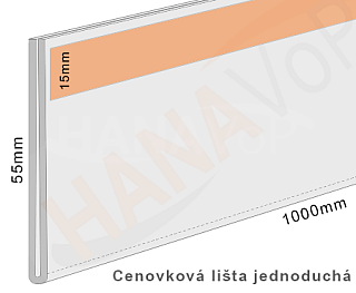 Cenovková lišta jednoduchá 55 čirá