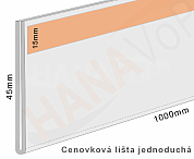 Cenovková lišta jednoduchá 45 čirá